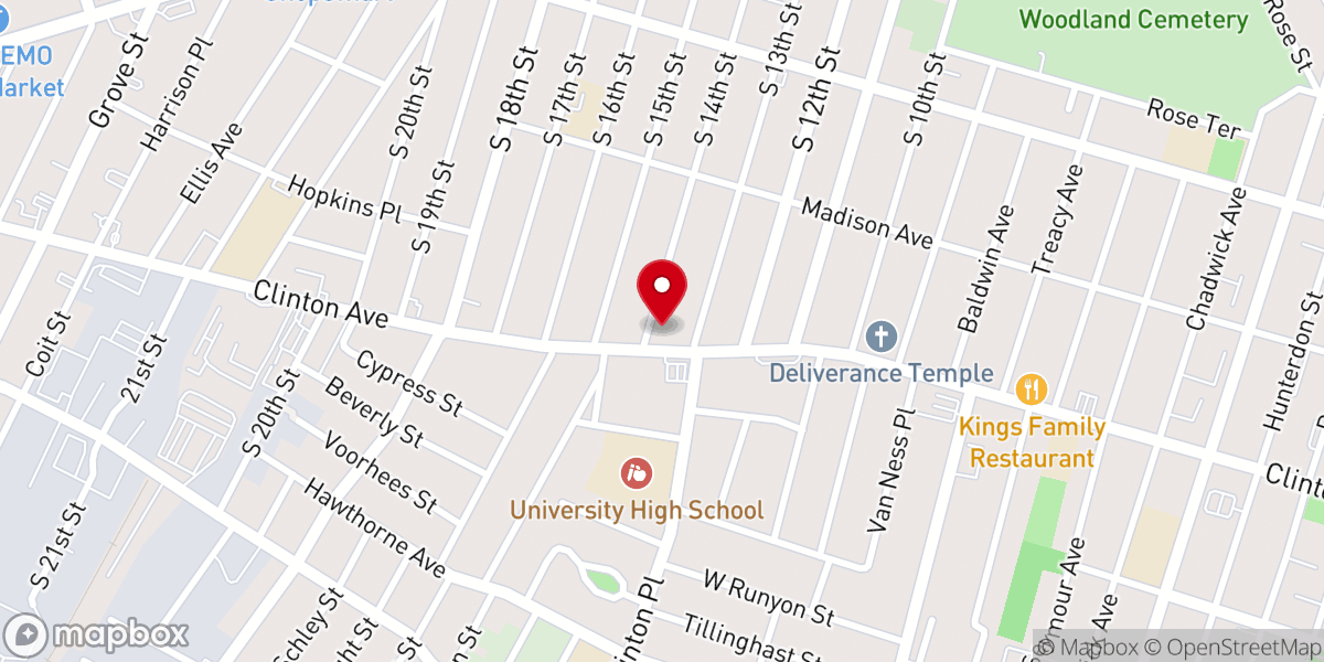 Map showing location of Young Adult Ministry