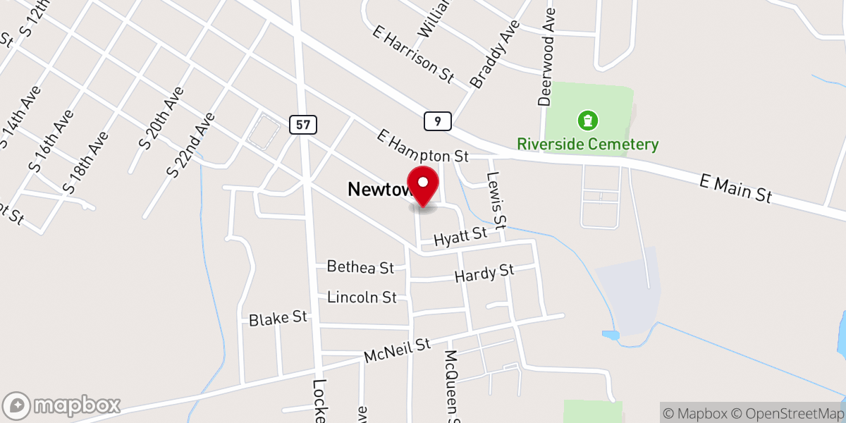 Map showing location of Faith Tabernacle