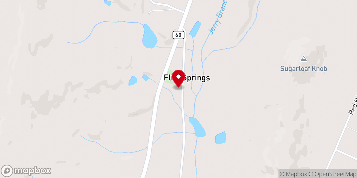 Map showing location of Flint Springs Presbyterian Church