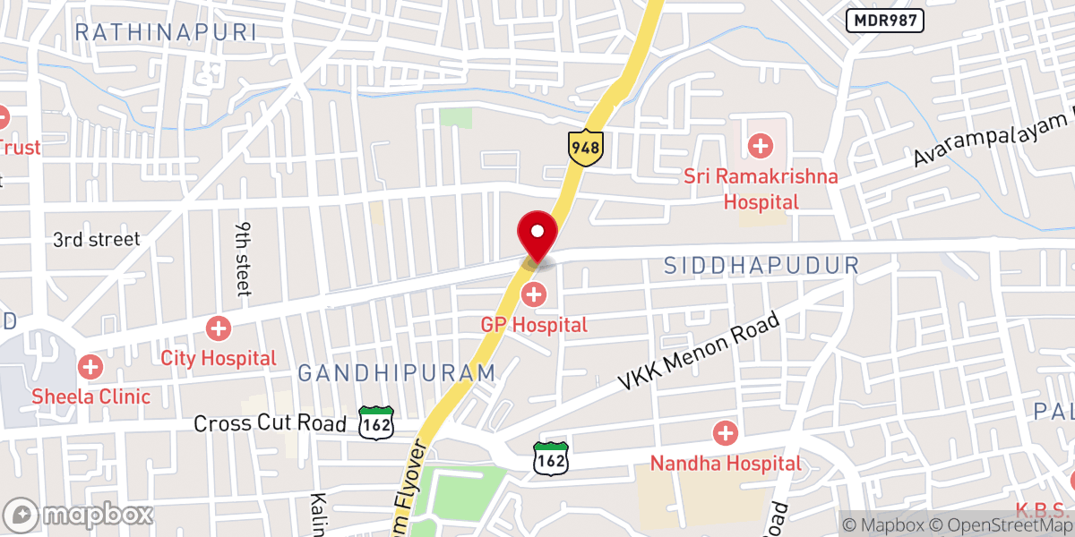 Map showing location of ELIM FAITH TABERNACLE - Anointed Pentecostal Malayalam Worship Church at Gandhipuram Coimbatore