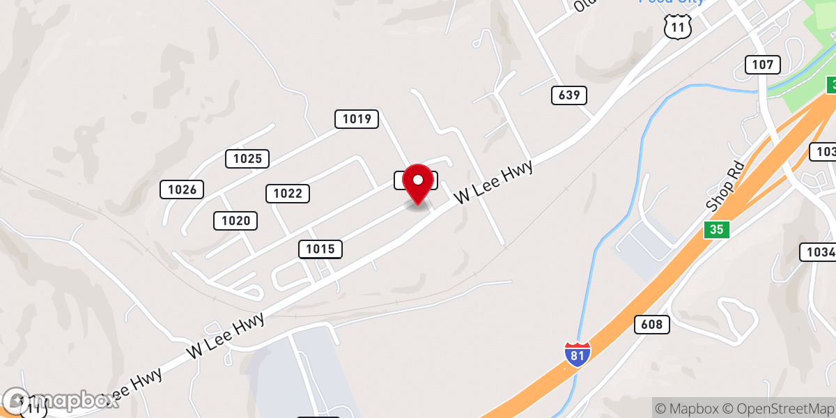 Map showing location of Virginia Highlands Mennonite Church