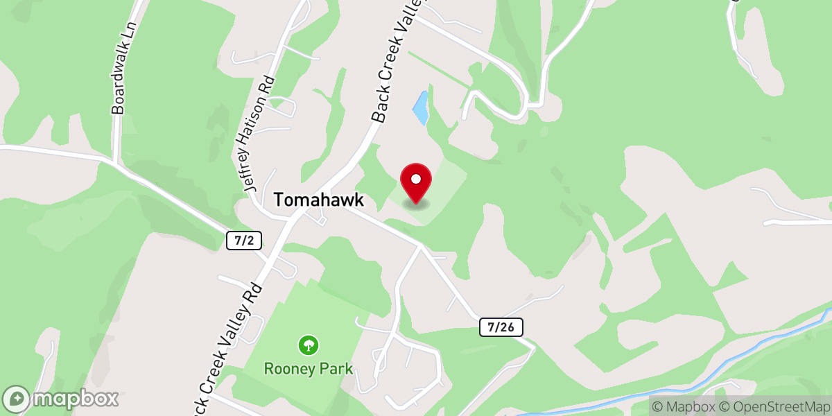 Map showing location of Tomahawk Presbyterian Church