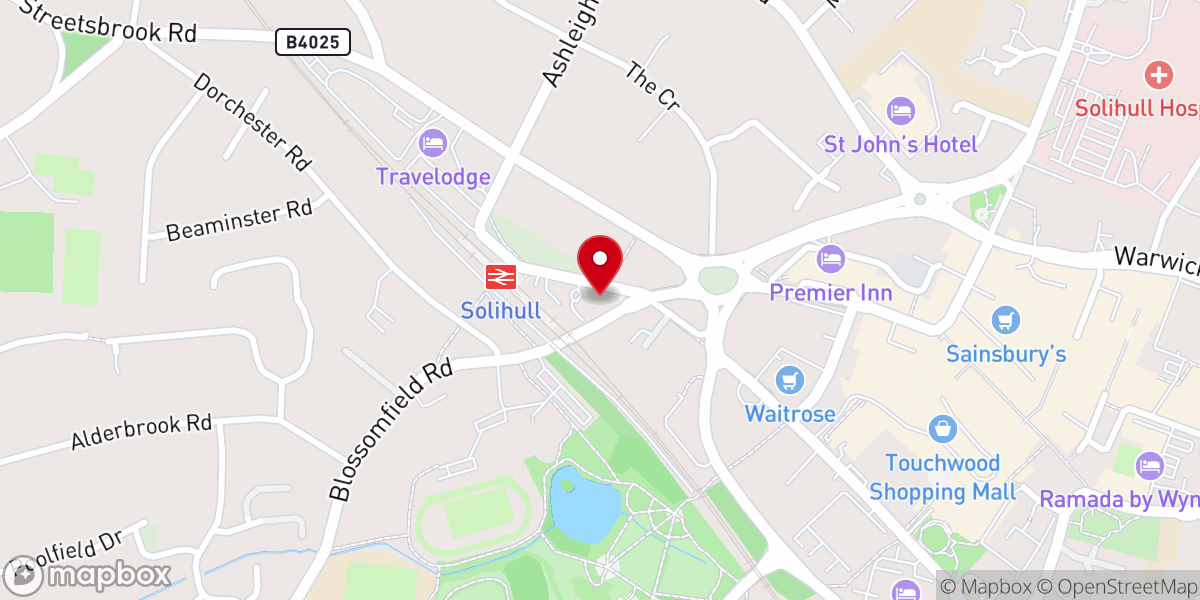Map showing location of Solihull Methodist Church and Community Hall