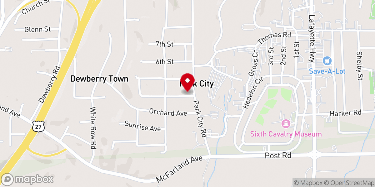 Map showing location of New Hope Baptist Church