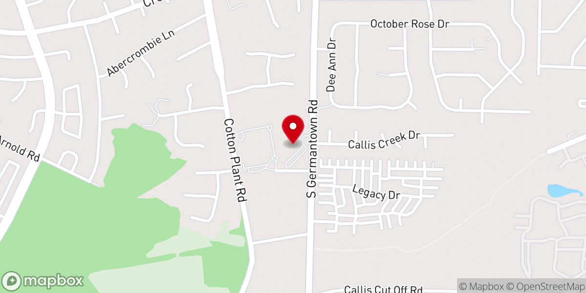 Map showing location of South Woods Baptist Church