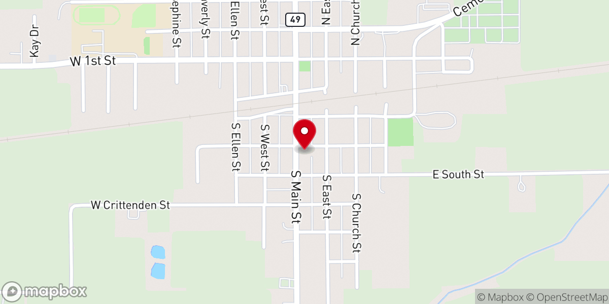 Map showing location of Homer United Methodist Church