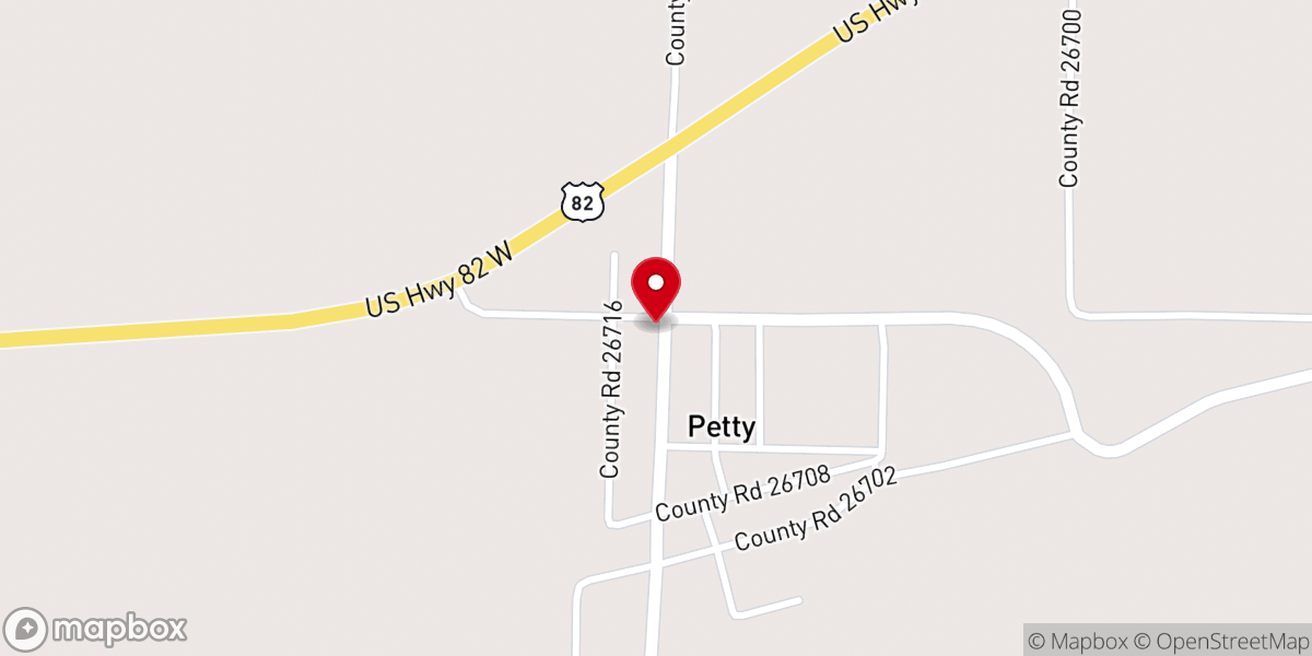 Map showing location of Petty Baptist Church
