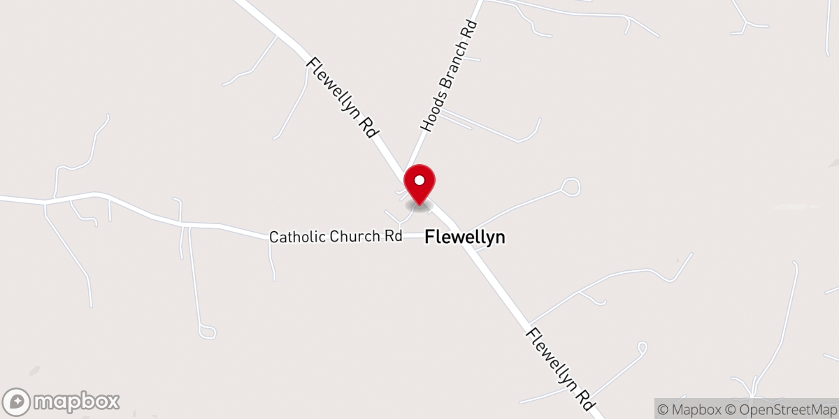 Map showing location of Flewellyn Church
