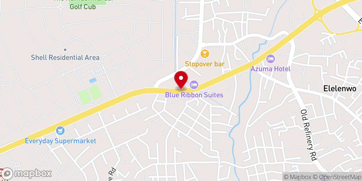 Map showing location of Living Faith Church, aka Winners Chapel Rumuokwurusi junction, Portharcourt