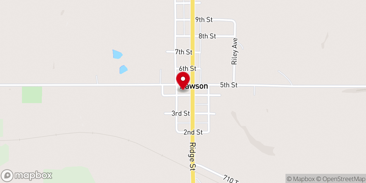 Map showing location of Saint Mary's Catholic Church, Dawson