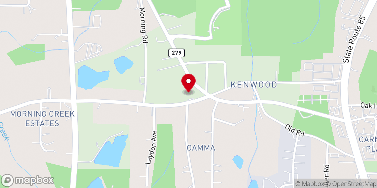 Map showing location of Kenwood First Baptist Church