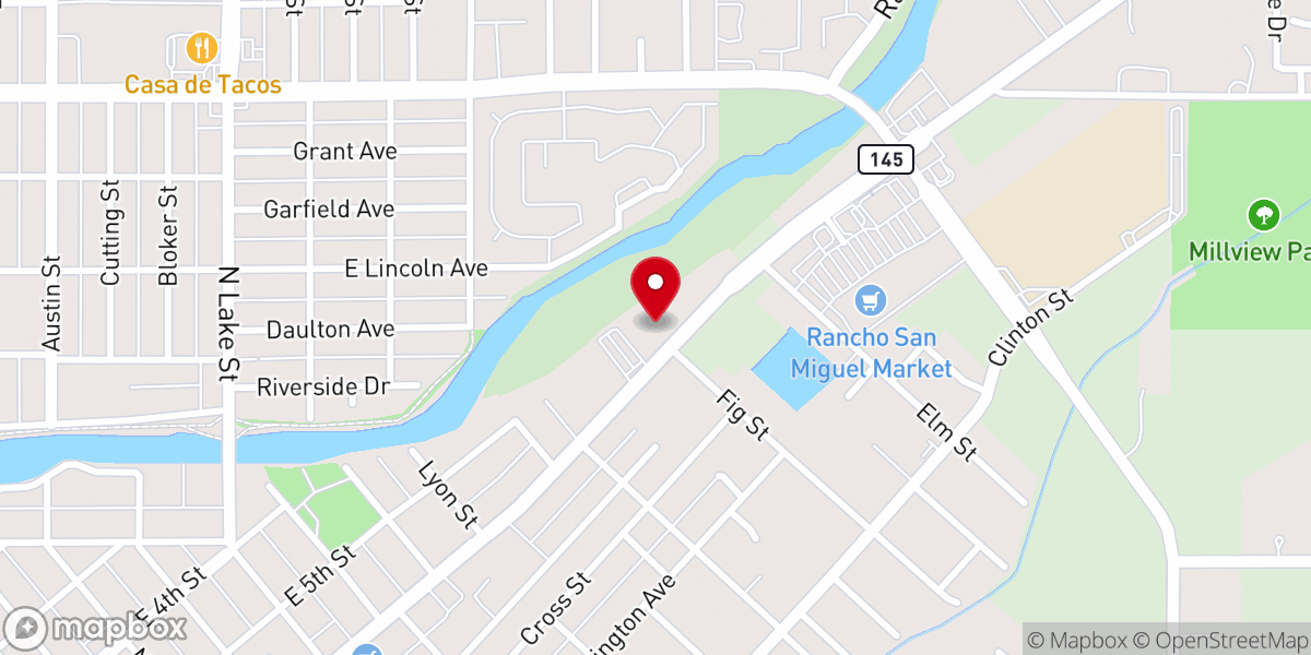 Map showing location of Central Valley Church of the Assemblies of God