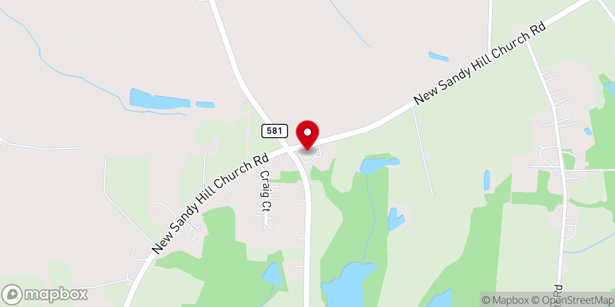 Map showing location of New Sandy Hill Church