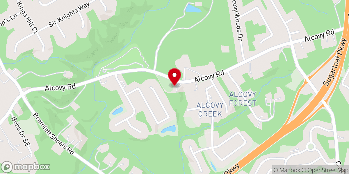 Map showing location of Alcova Baptist Church
