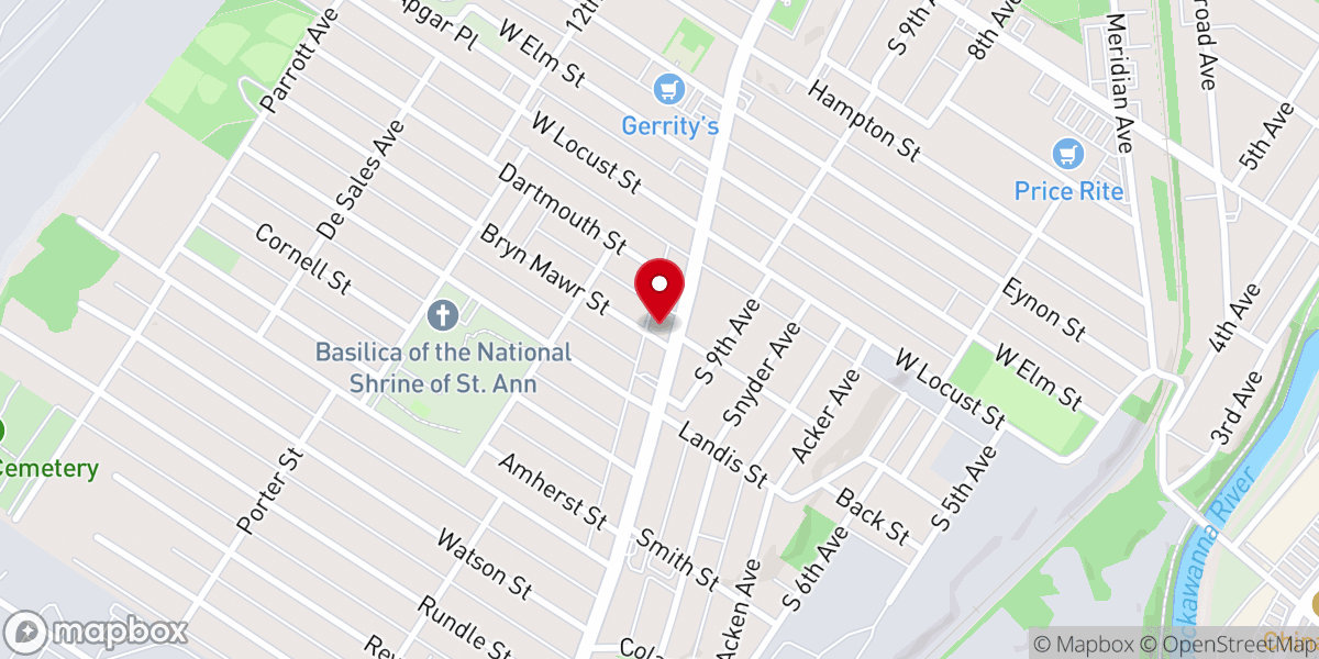 Map showing location of Embury United Methodist Church