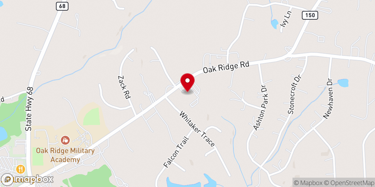 Map showing location of Oak Ridge Methodist Church