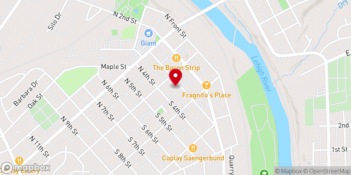 Map showing location of St. John's Lutheran Church