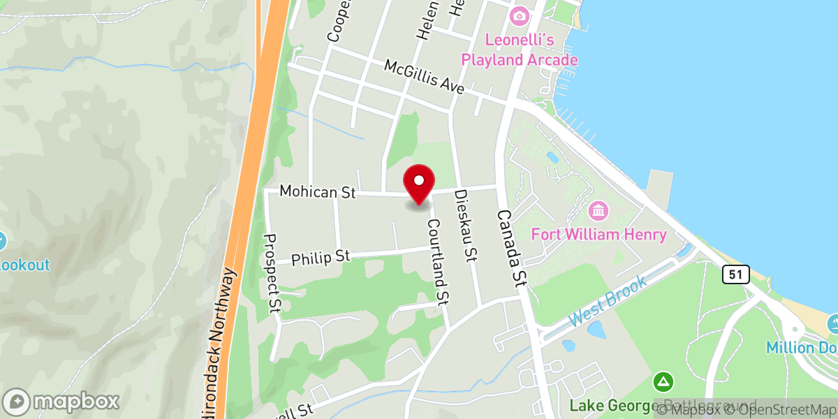Map showing location of Catholic church