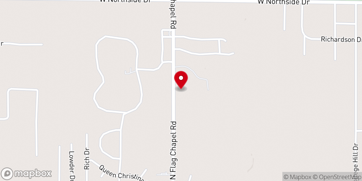 Map showing location of Flag Chapel Baptist Church