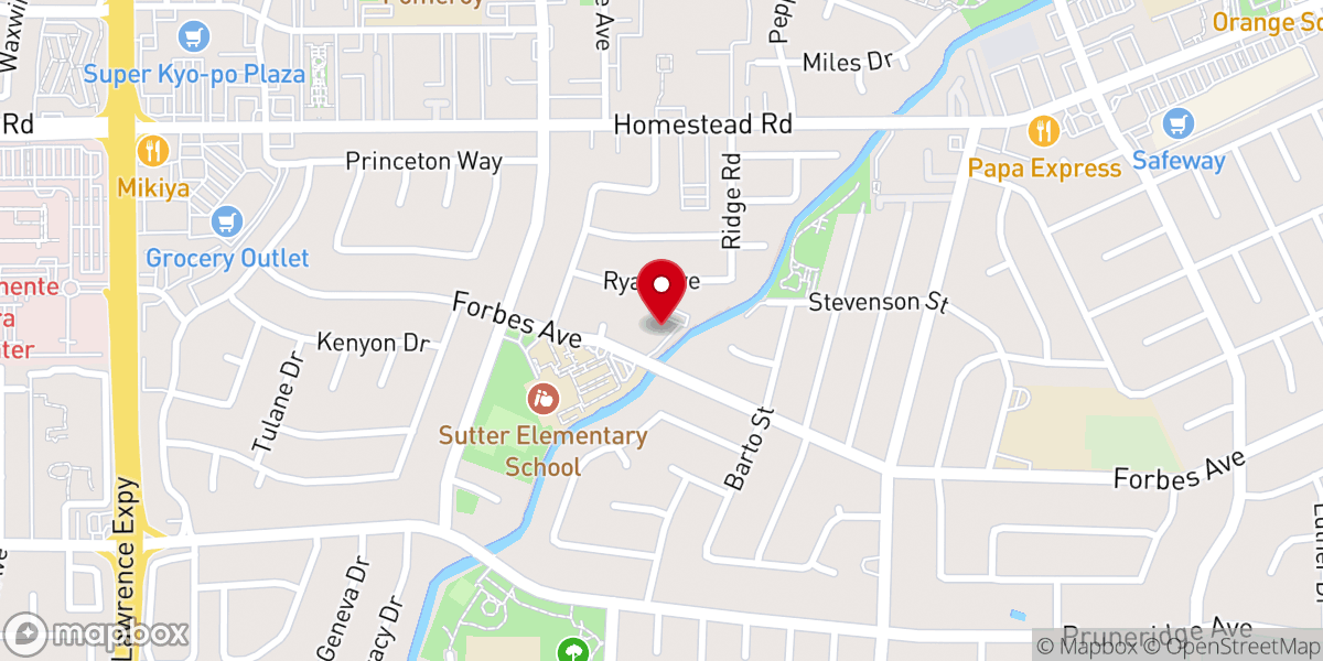 Map showing location of Calvary Baptist Church of Santa Clara