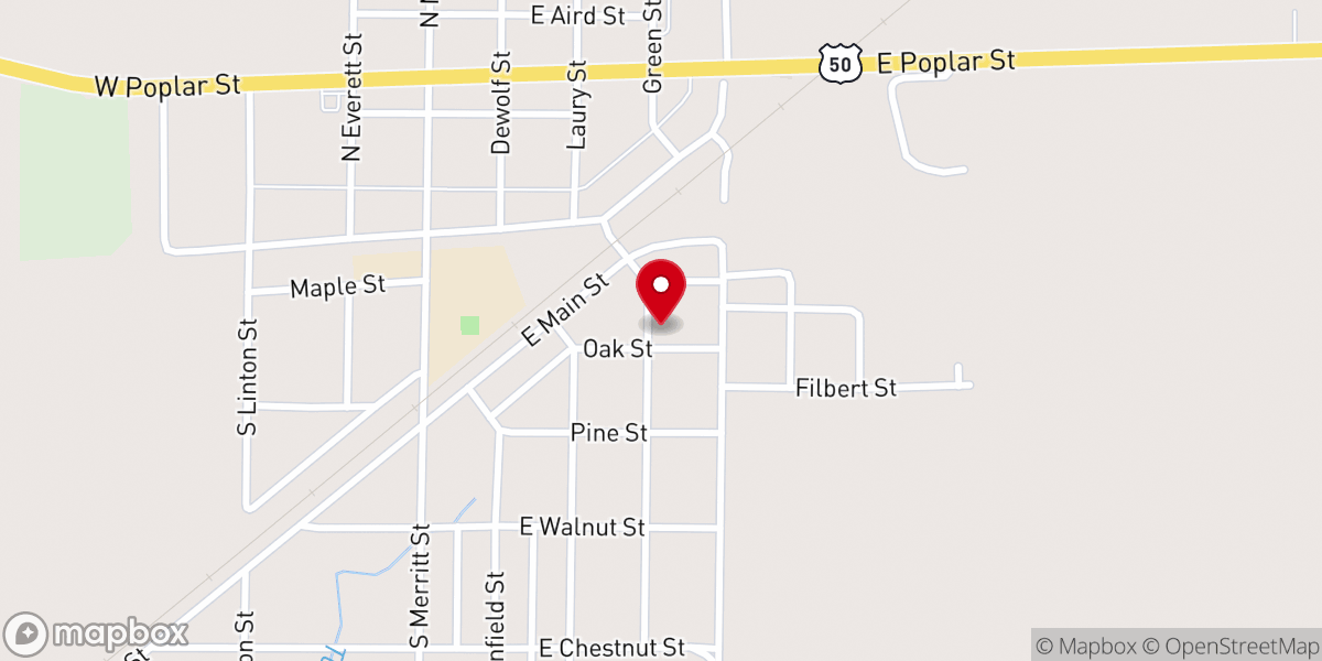 Map showing location of Odin First Christian Church