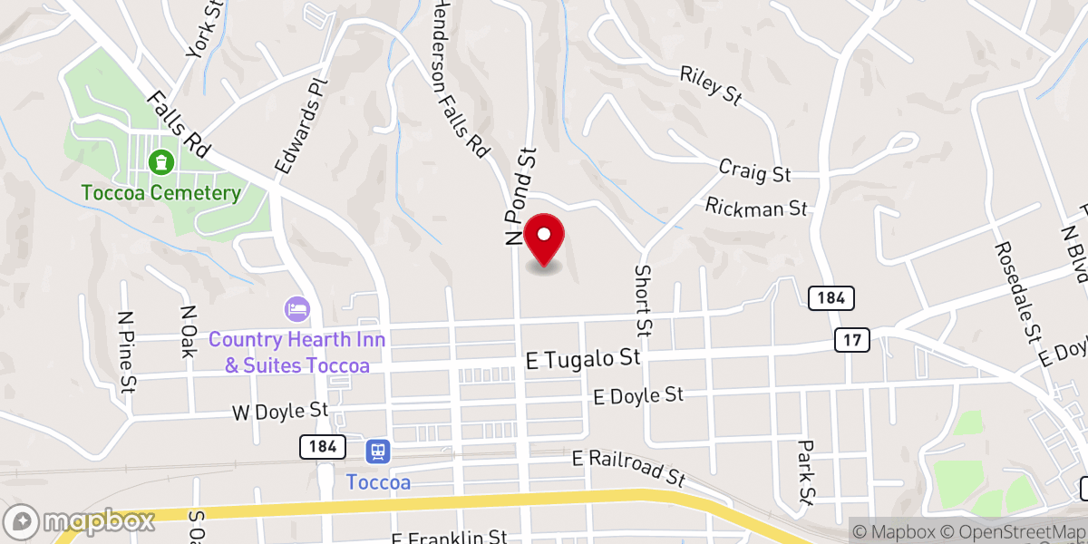 Map showing location of The Well Toccoa
