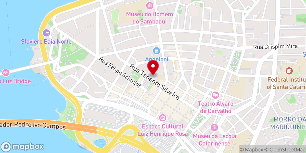 Map showing location of Primeira Igreja Batista Florianópolis
