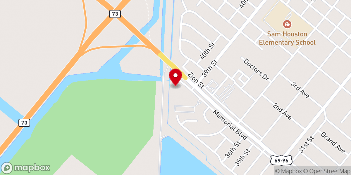 Map showing location of Port Arthur City Church