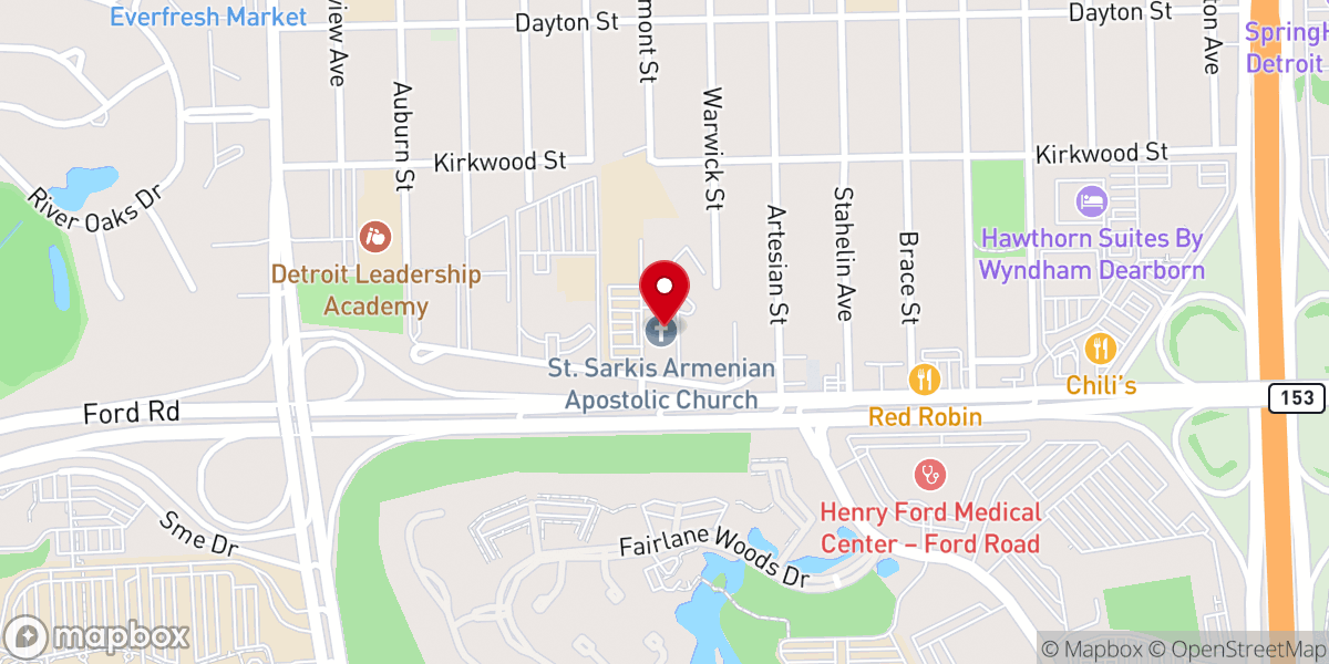Map showing location of Saint Sarkis Armenian Apostolic Church