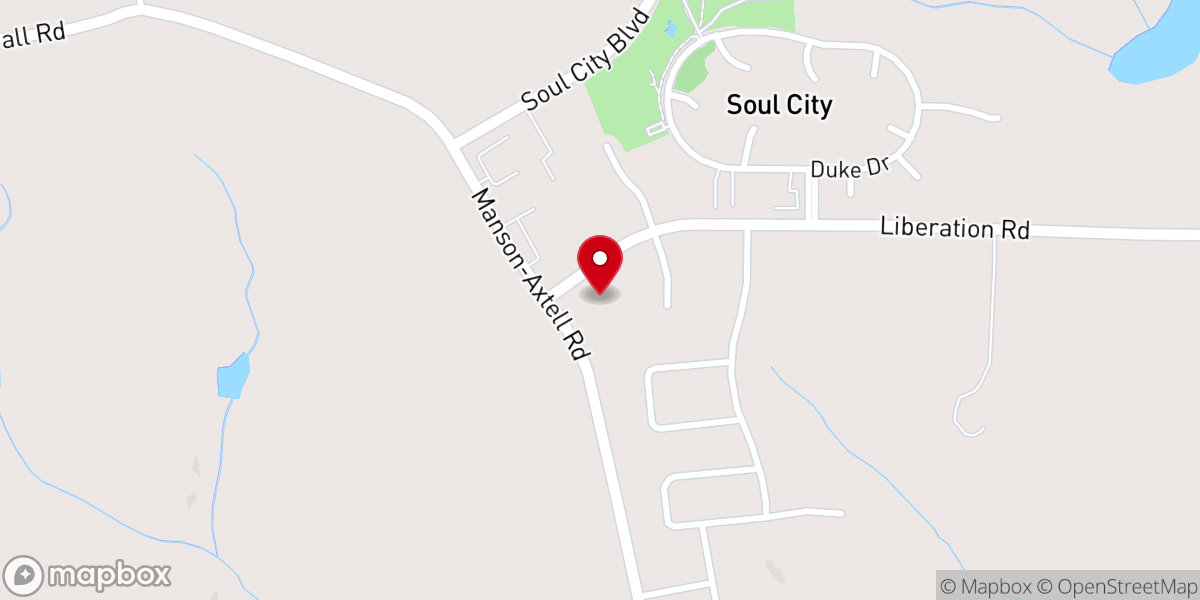Map showing location of First Baptist Church of Soul City