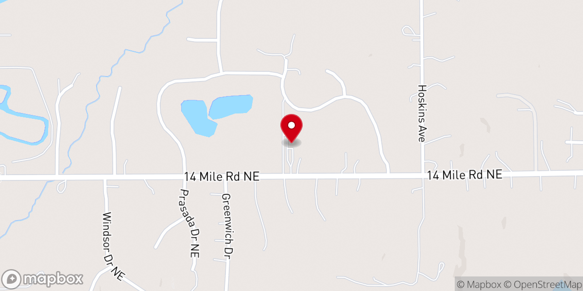 Map showing location of Cedar Creek Community Church