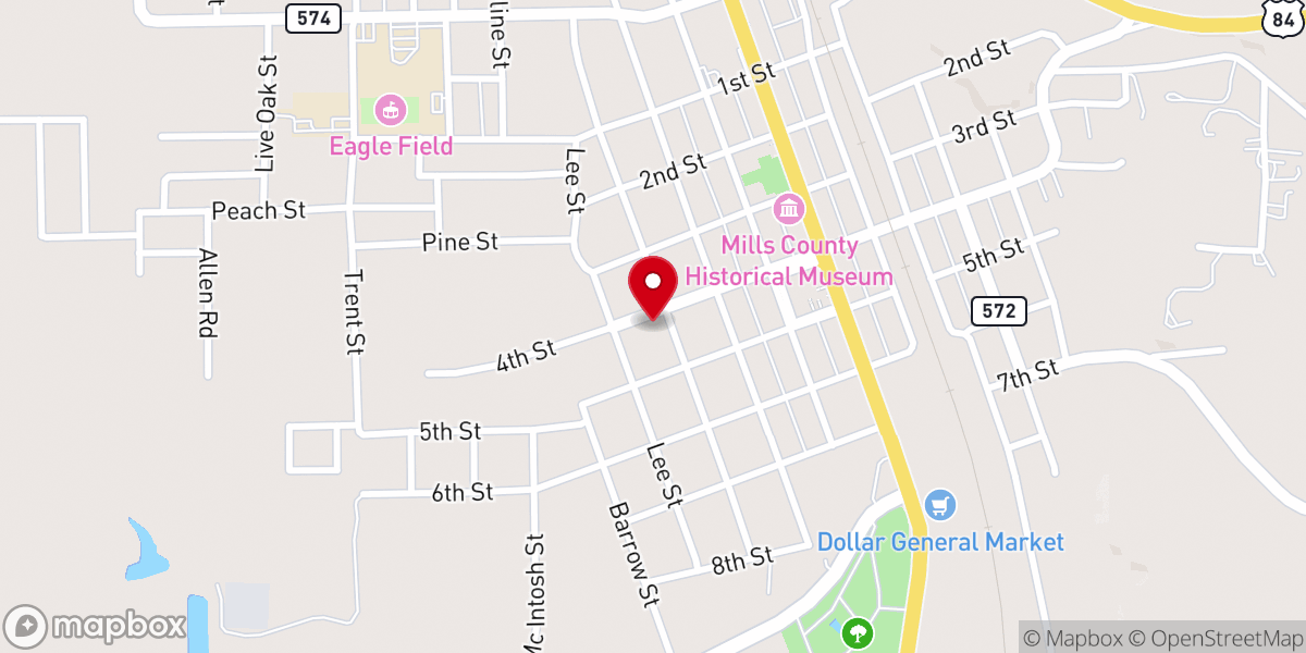 Map showing location of First Methodist Church of Goldthwaite