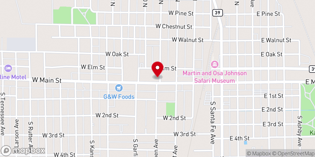 Map showing location of First Presbyterian Church