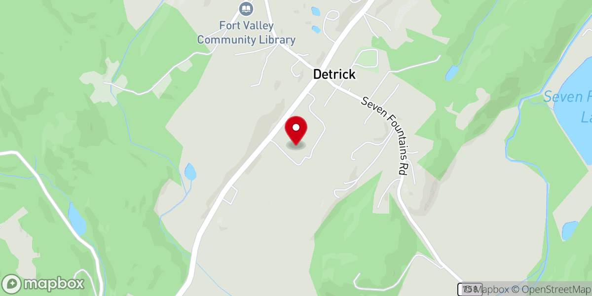 Map showing location of Oak Hill Church
