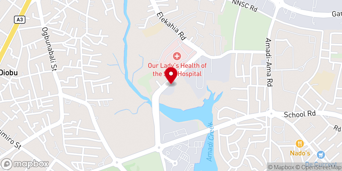 Map showing location of St James Catholic Church, Rainbow, Port Harcourt.