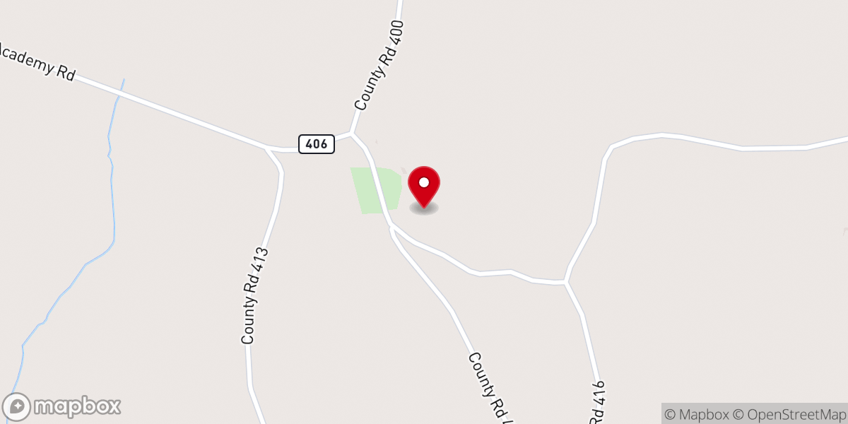 Map showing location of Oak Springs Church