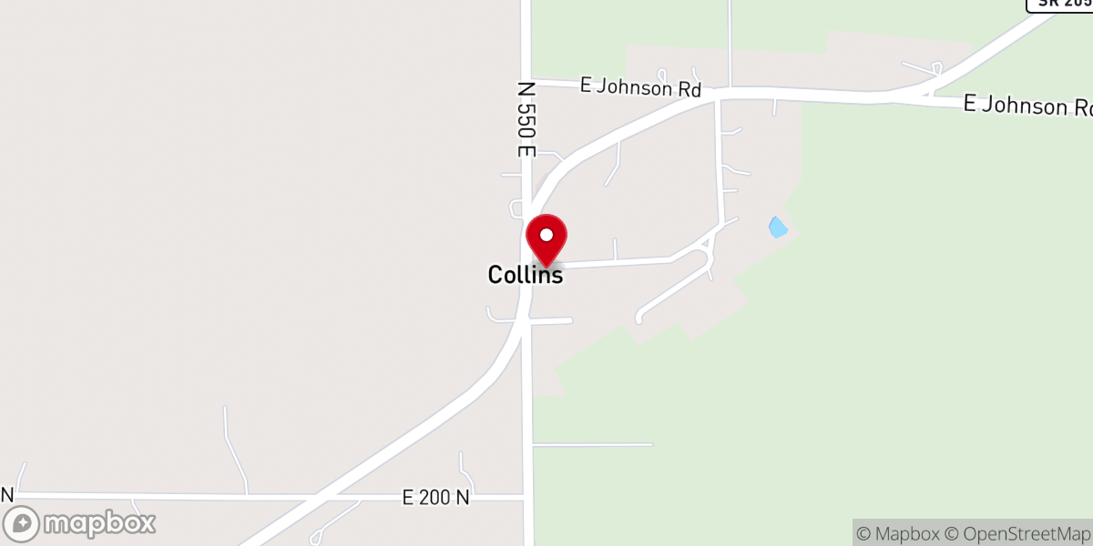 Map showing location of Collins New Life Church