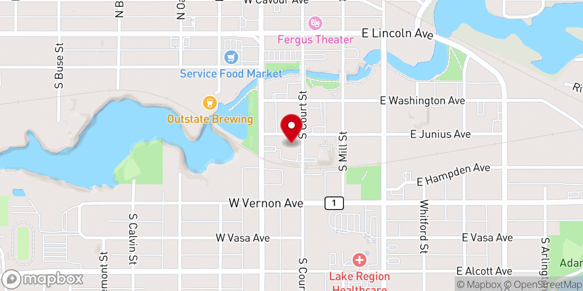 Map showing location of First Lutheran Church, ELCA