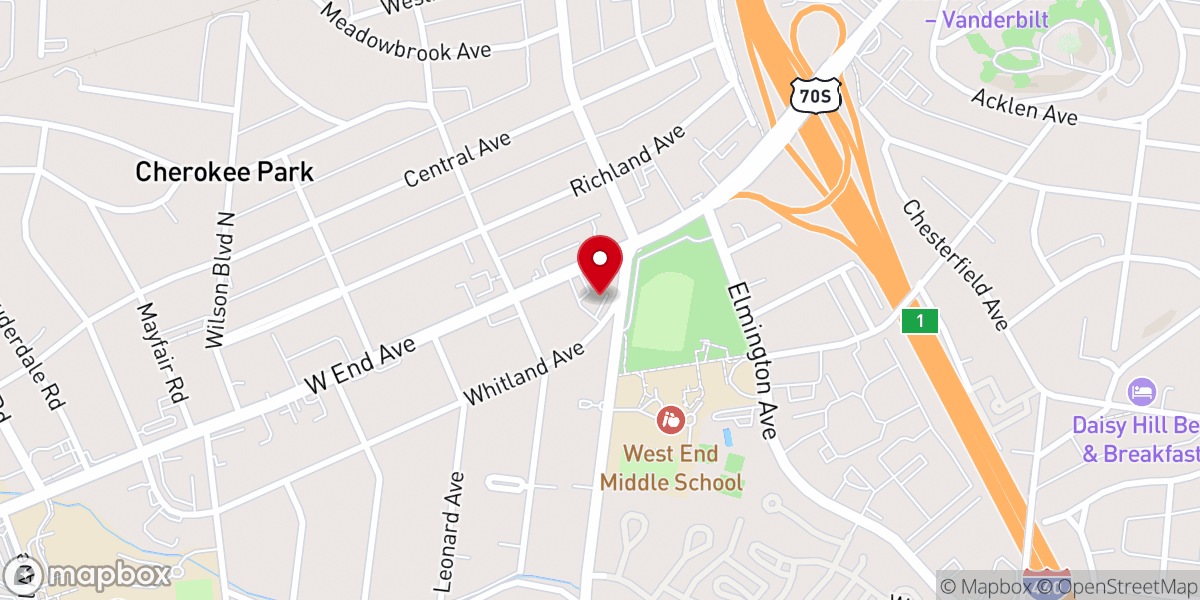 Map showing location of Blakemore United Methodist Church