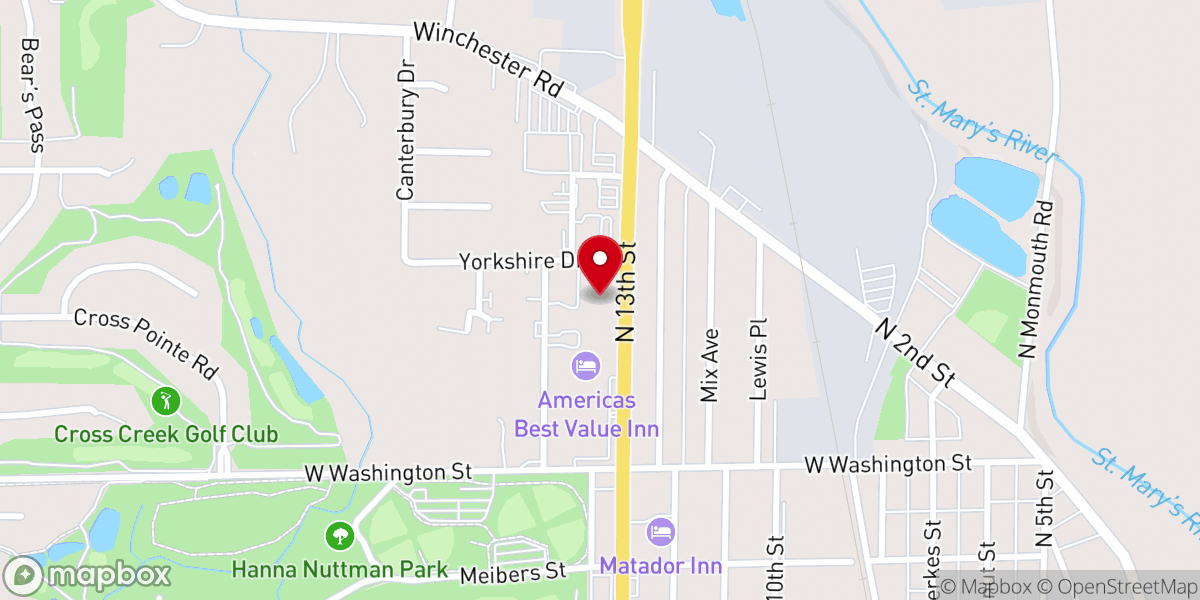 Map showing location of Indiana Pancake House