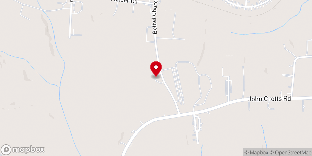 Map showing location of Bethel Church