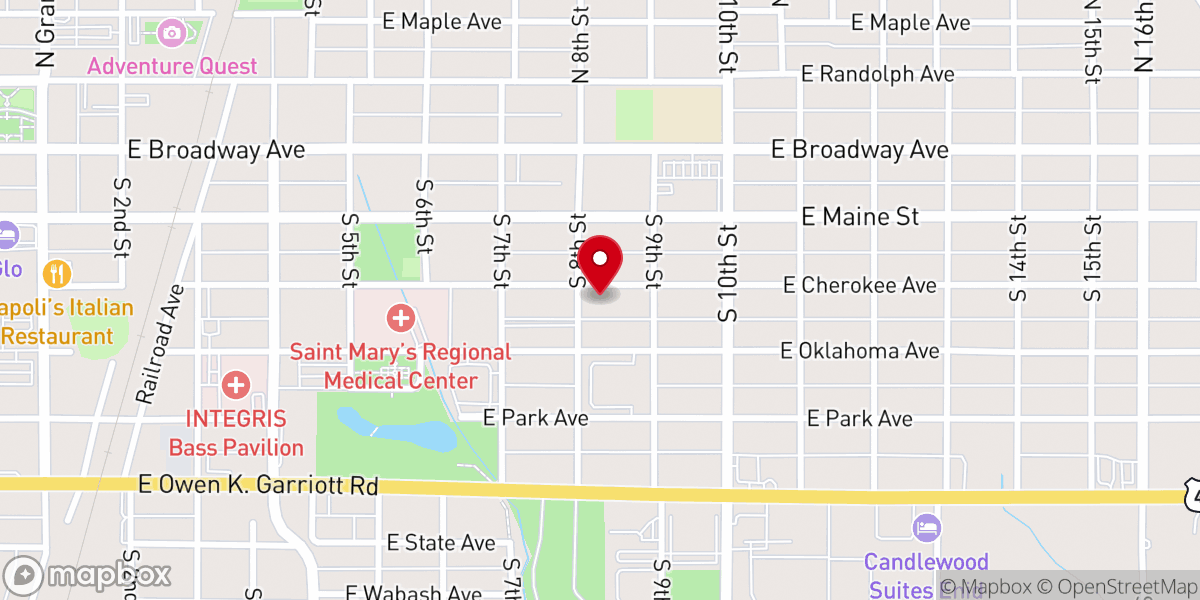 Map showing location of Enid Marshallese United Church of Christ