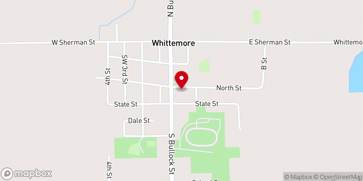 Map showing location of Whittemore Methodist Church