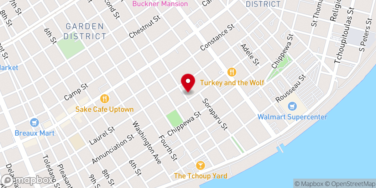 Map showing location of Irish Channel Christian Fellowship Church