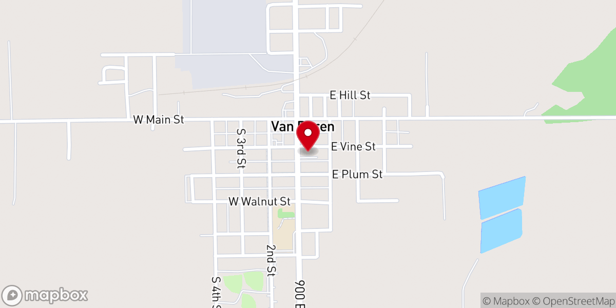 Map showing location of Central Christian Church of Van Buren