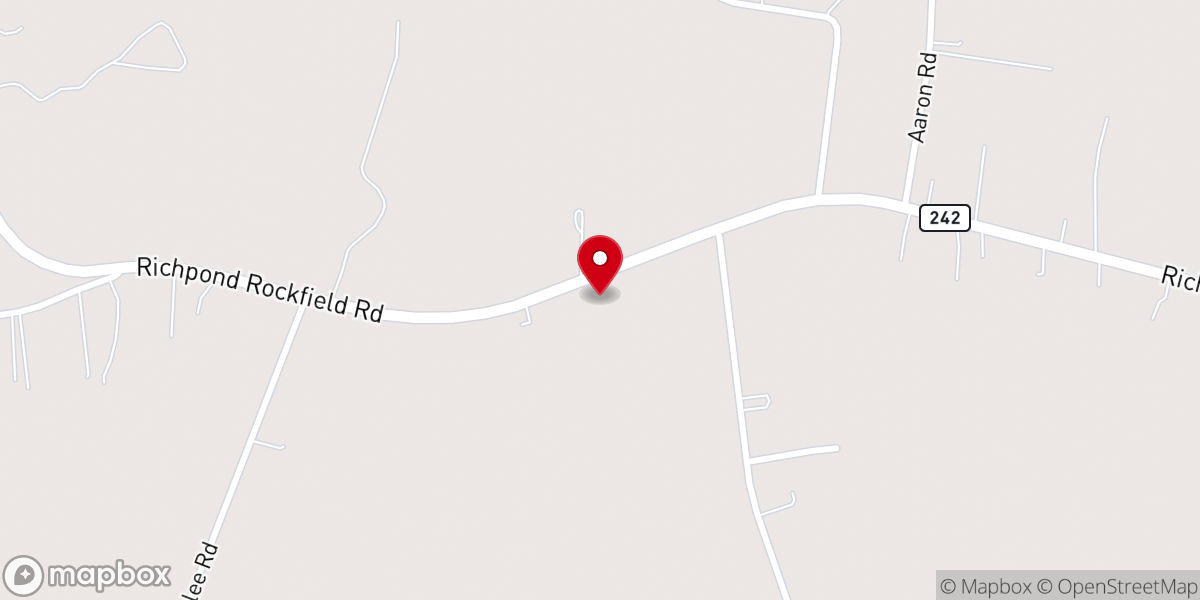 Map showing location of Rockfield Baptist Church