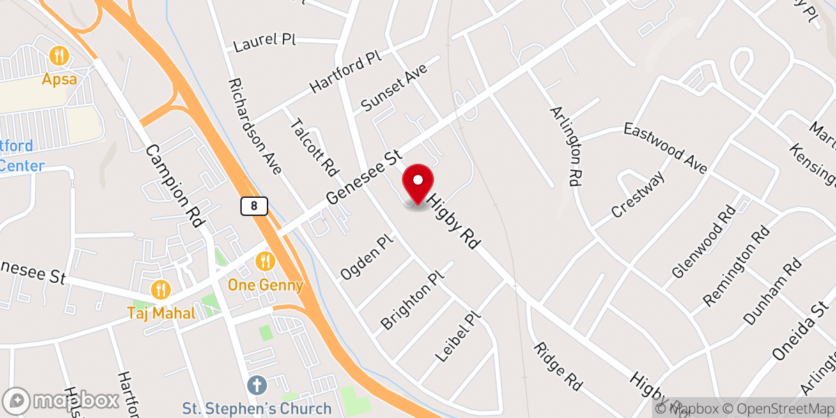 Map showing location of Unitarian Universalist Church