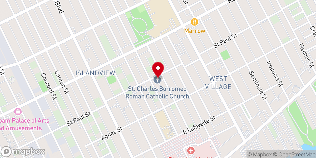 Map showing location of St. Charles Borromeo Catholic Church