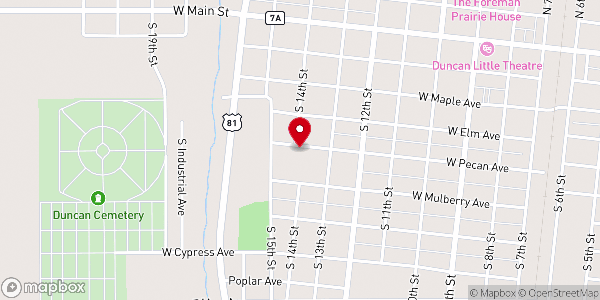 Map showing location of Pecan Street Church of God