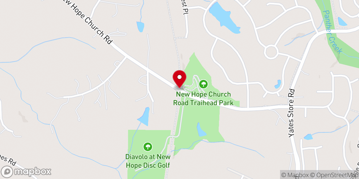 Map showing location of American Tobacco Trail - New Hope Church Road Crossing